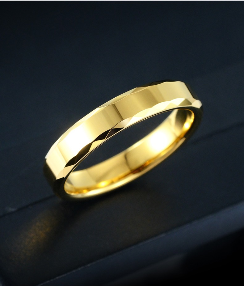 Men's 857 Tungsten Gold Ring Gold Couple Ring Female Plain Ring Simple and Versatile Index Finger Plain Ring High-end Ring Hard and Fashionable