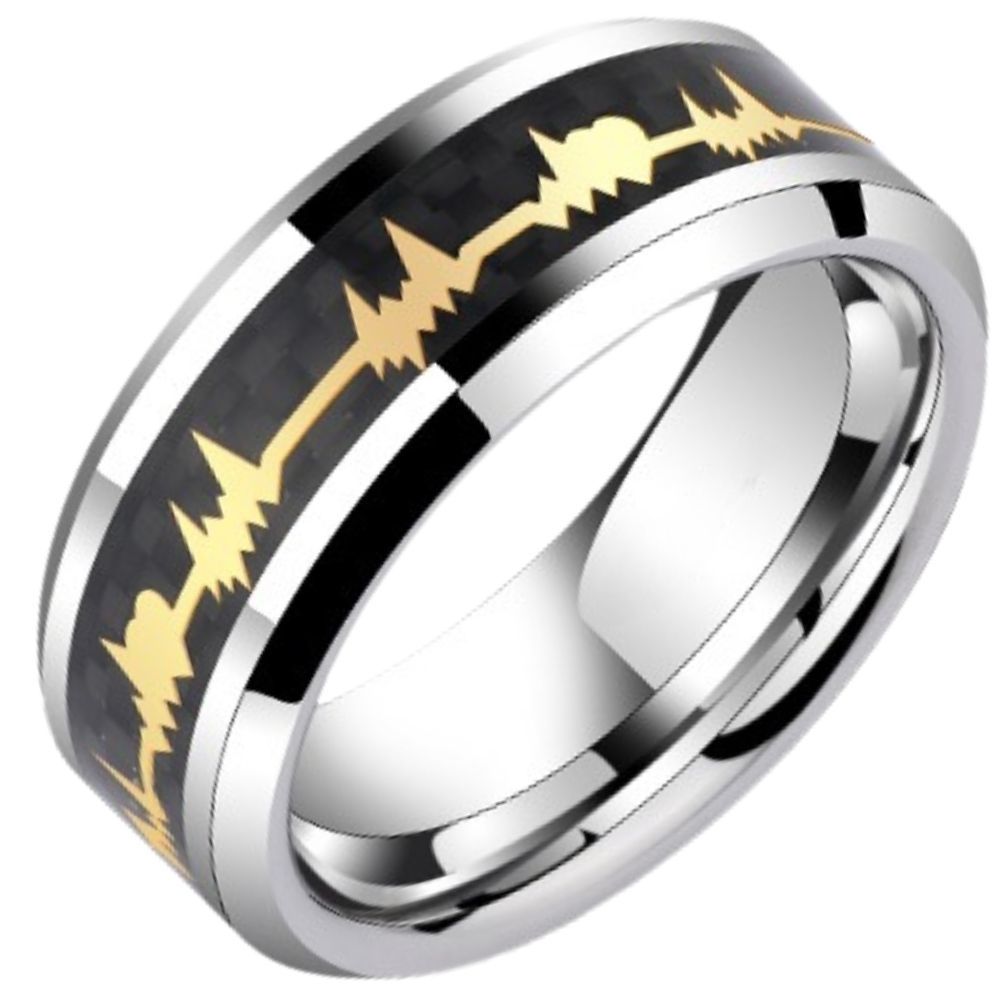 No Fading Ring 857 Tungsten Gold Couple Ring Men's Niche Original Heartbeat Ring Women's Ring High-end Wear-resistant Scratch-resistant Love Loyalty