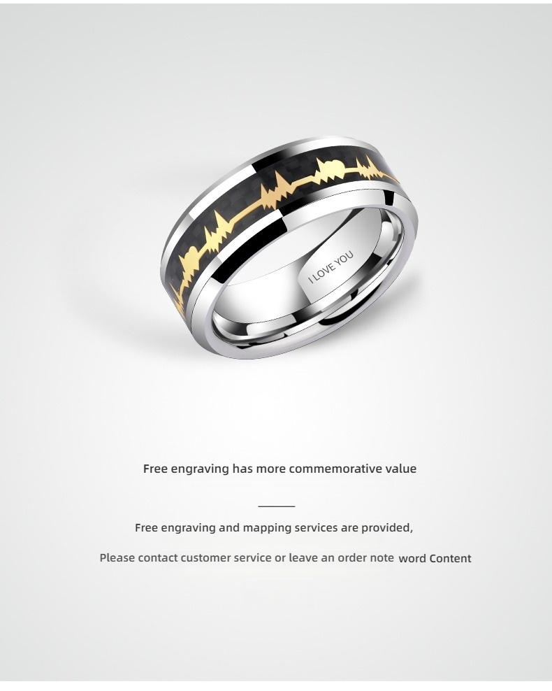 No Fading Ring 857 Tungsten Gold Couple Ring Men's Niche Original Heartbeat Ring Women's Ring High-end Wear-resistant Scratch-resistant Love Loyalty