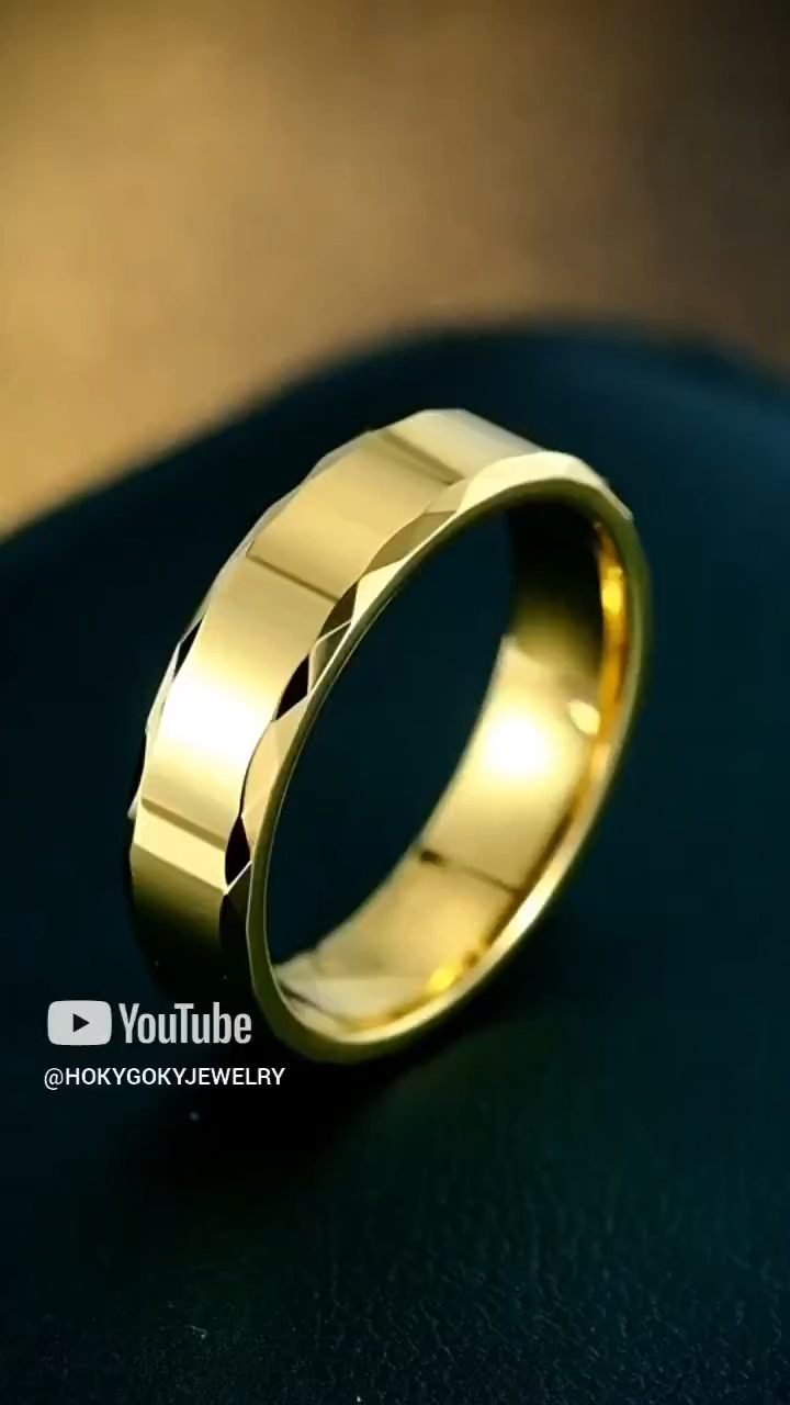 Men's 857 Tungsten Gold Ring Gold Couple Ring Female Plain Ring Simple and Versatile Index Finger Plain Ring High-end Ring Hard and Fashionable