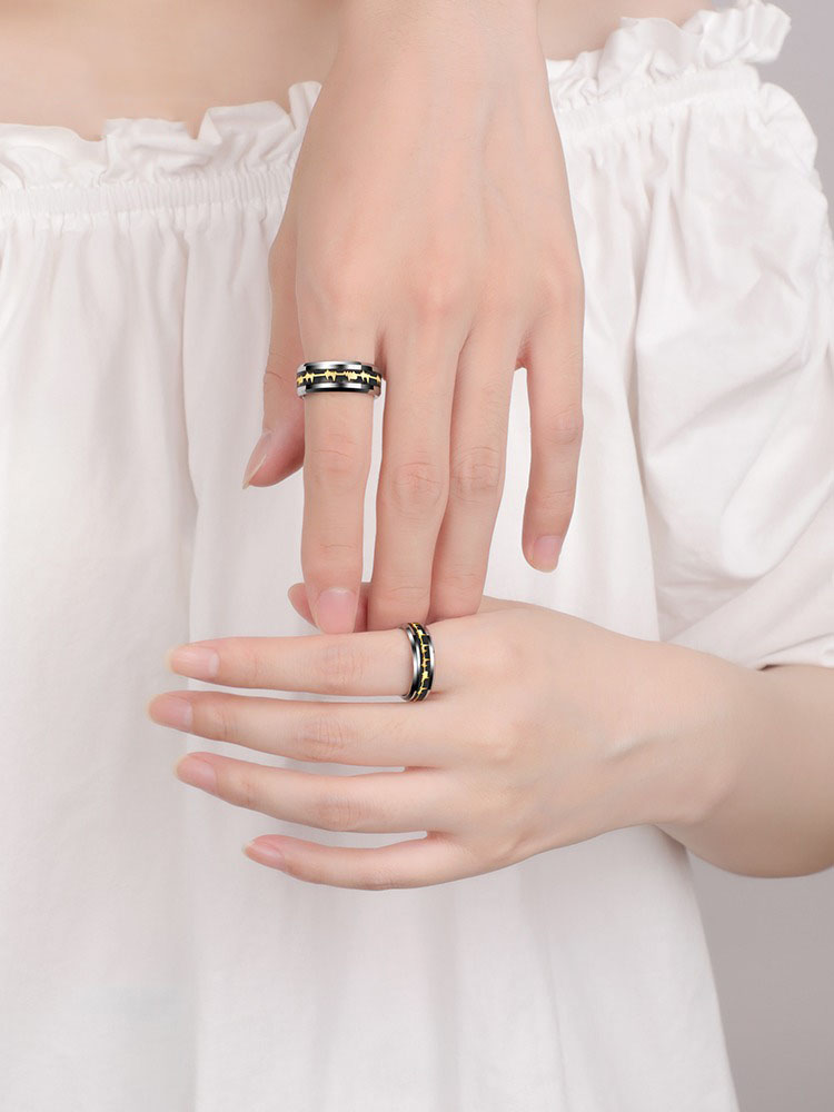 No Fading Ring 857 Tungsten Gold Couple Ring Men's Niche Original Heartbeat Ring Women's Ring High-end Wear-resistant Scratch-resistant Love Loyalty