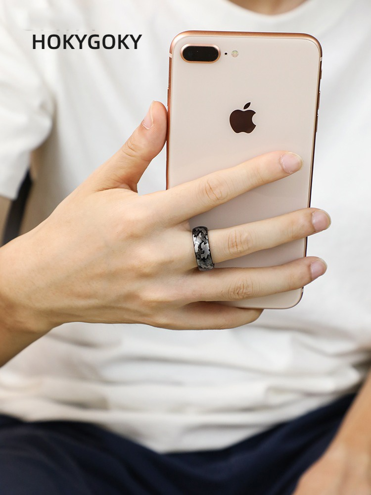 8mm Men's Ring Camouflage Niche Personality Single Index Finger Pinky Ring Female Wide Version Ring Men's Camouflage Tungsten Ring - Wear-Resistant and Scratch-Resistant Ergonomic and Comfortable Free Engraving