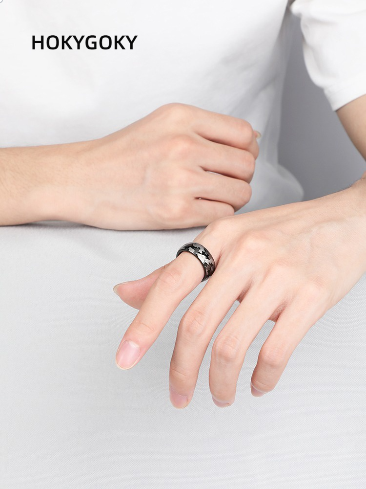 8mm Men's Ring Camouflage Niche Personality Single Index Finger Pinky Ring Female Wide Version Ring Men's Camouflage Tungsten Ring - Wear-Resistant and Scratch-Resistant Ergonomic and Comfortable Free Engraving