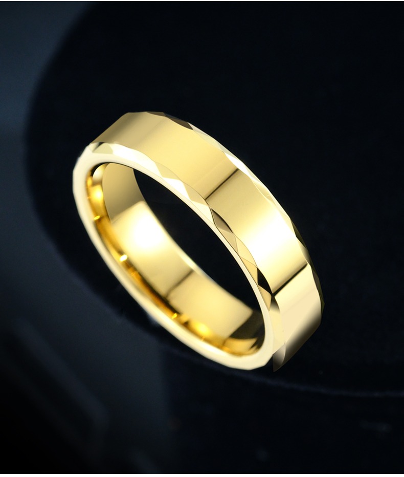 Men's 857 Tungsten Gold Ring Gold Couple Ring Female Plain Ring Simple and Versatile Index Finger Plain Ring High-end Ring Hard and Fashionable