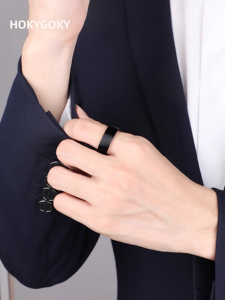 8mm Diamond Men's Ring Tungsten Steel Niche Personality Men's Ring Tungsten Gold Ring Pinky Ring Men's Night Shining Ring - Tungsten Gold Inlaid Black Zircon Free Engraving Ergonomic and Comfortable