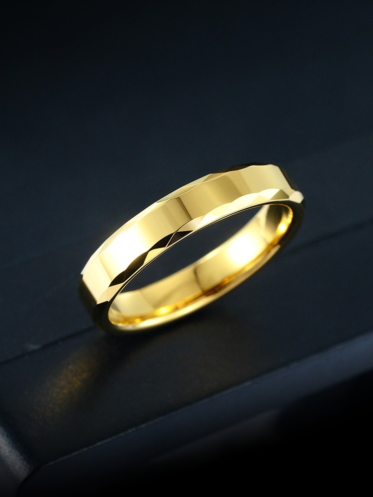 Men's 857 Tungsten Gold Ring Gold Couple Ring Female Plain Ring Simple and Versatile Index Finger Plain Ring High-end Ring Hard and Fashionable