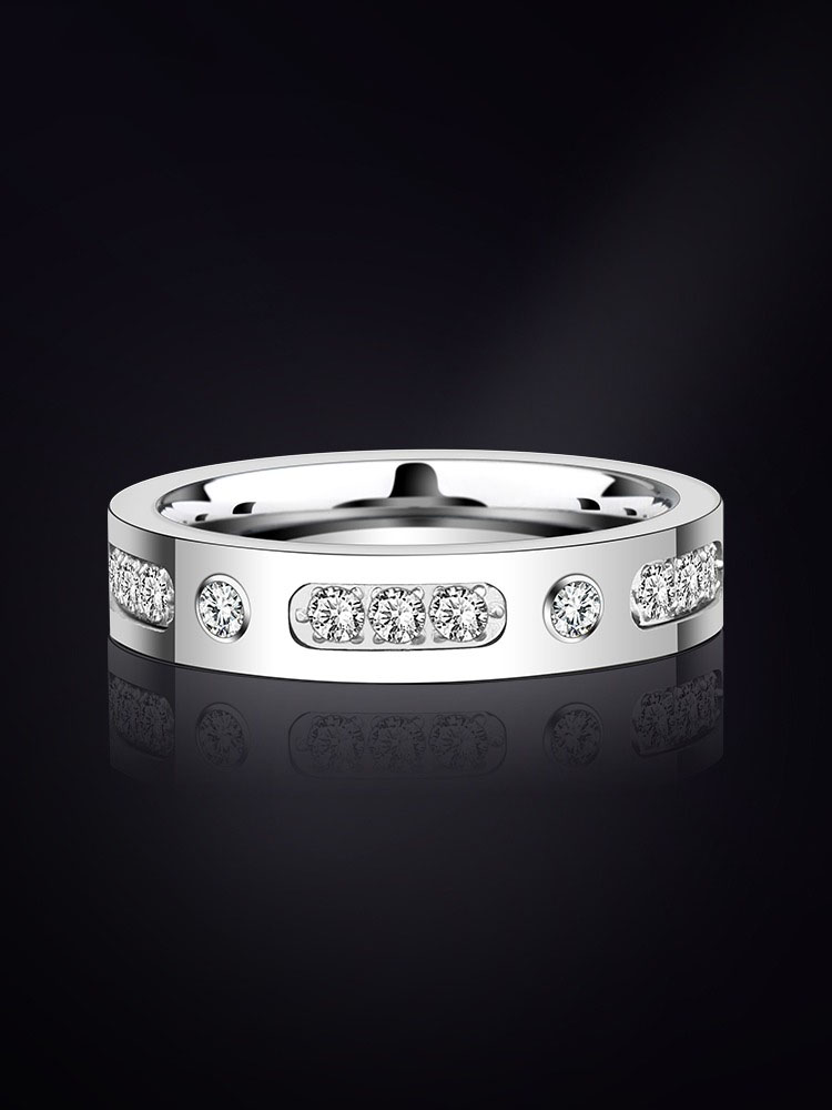 5mm Men's Tungsten Gold Ring Tungsten Steel Trend Moissanite Inlaid Diamond Ring Couple Ring Wedding Ring Niche Index Finger Ring Single Men's Ring