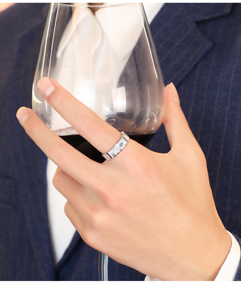 Men's Ice Tungsten Ring Trendy Couple Ring Moissanite High-end Personality Square Ring Female Light Luxury Niche Wedding Fashion Durable