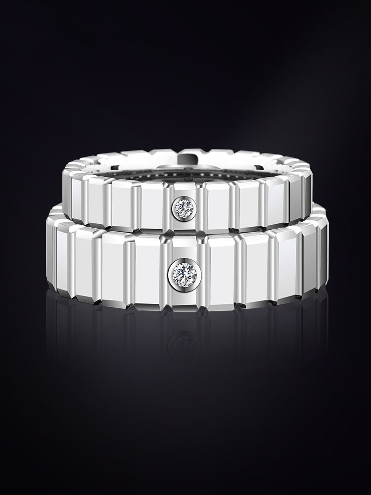 Men's Ice Tungsten Ring Trendy Couple Ring Moissanite High-end Personality Square Ring Female Light Luxury Niche Wedding Fashion Durable