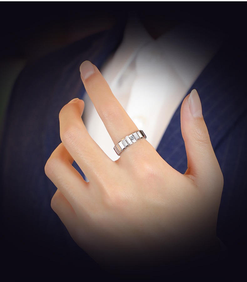 Men's Ice Tungsten Ring Trendy Couple Ring Moissanite High-end Personality Square Ring Female Light Luxury Niche Wedding Fashion Durable