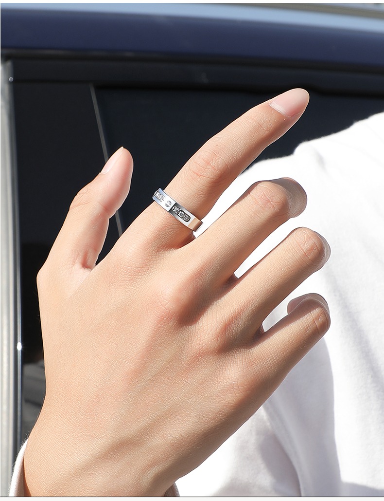 5mm Men's Tungsten Gold Ring Tungsten Steel Trend Moissanite Inlaid Diamond Ring Couple Ring Wedding Ring Niche Index Finger Ring Single Men's Ring