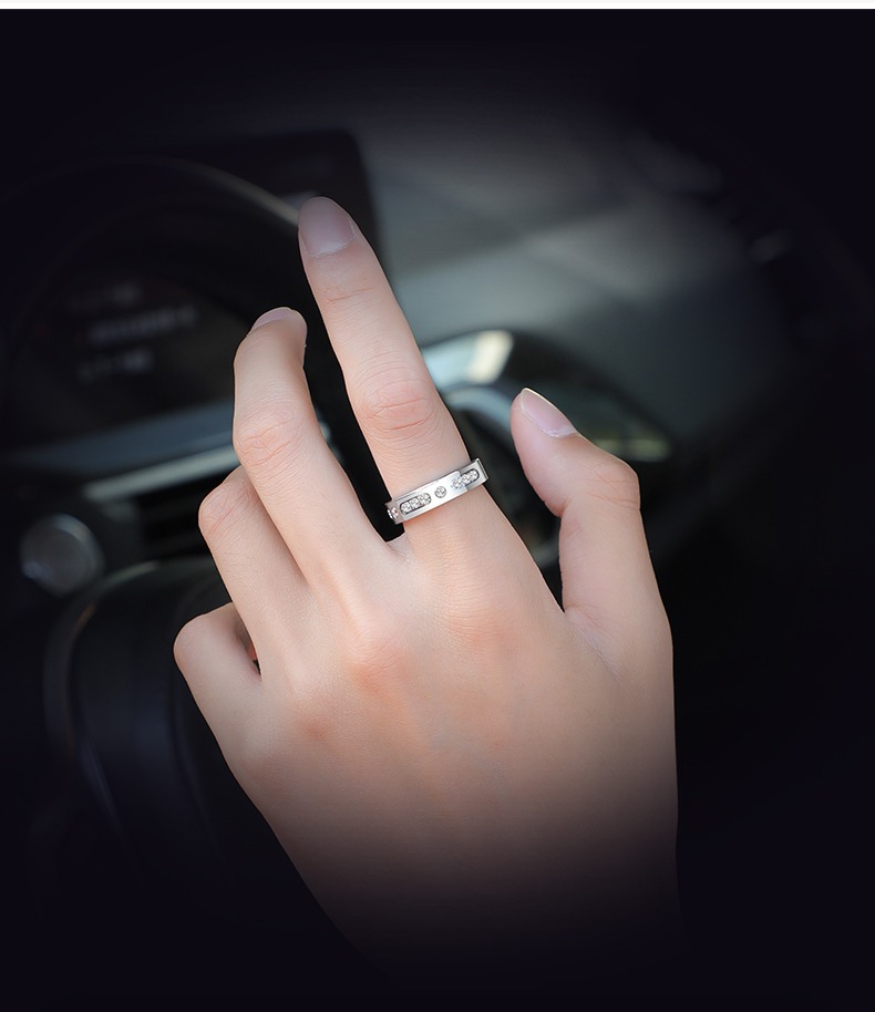 5mm Men's Tungsten Gold Ring Tungsten Steel Trend Moissanite Inlaid Diamond Ring Couple Ring Wedding Ring Niche Index Finger Ring Single Men's Ring