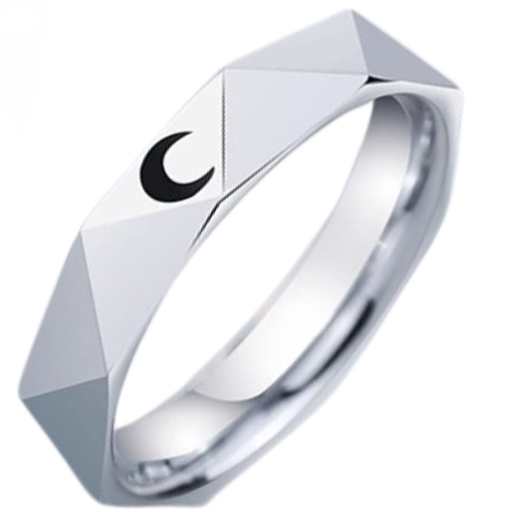 Men's 857 Tungsten Gold Ring Couple Ring Women's Tungsten Steel Original Niche Design Sun and Moon Fashion Index Finger All-match Eternal Love Romance