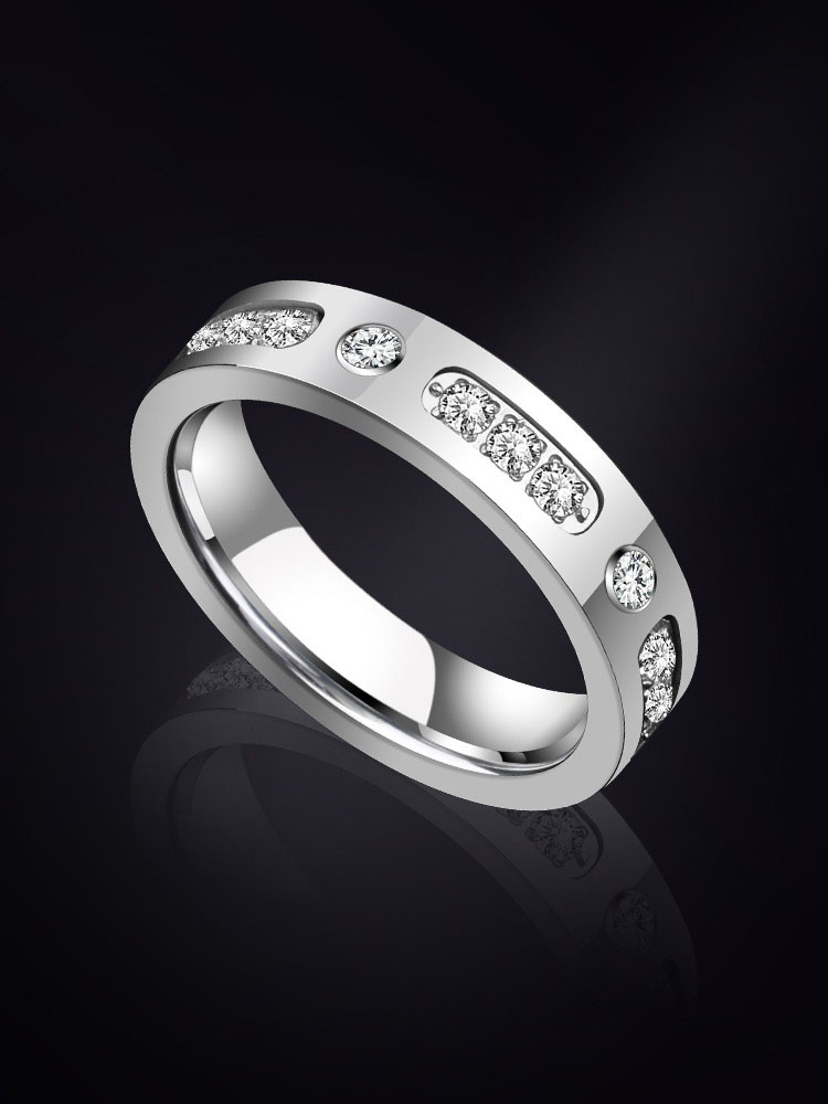 5mm Men's Tungsten Gold Ring Tungsten Steel Trend Moissanite Inlaid Diamond Ring Couple Ring Wedding Ring Niche Index Finger Ring Single Men's Ring