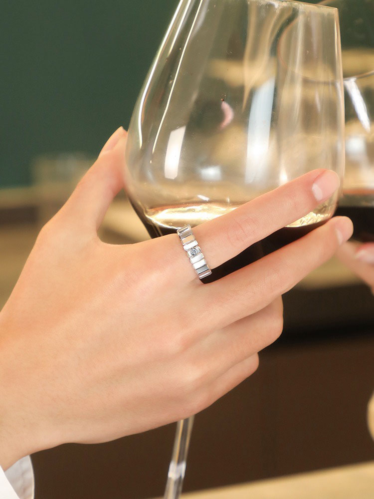 Men's Ice Tungsten Ring Trendy Couple Ring Moissanite High-end Personality Square Ring Female Light Luxury Niche Wedding Fashion Durable