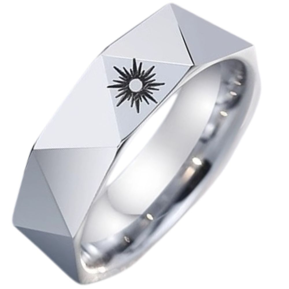 Men's 857 Tungsten Gold Ring Couple Ring Women's Tungsten Steel Original Niche Design Sun and Moon Fashion Index Finger All-match Eternal Love Romance