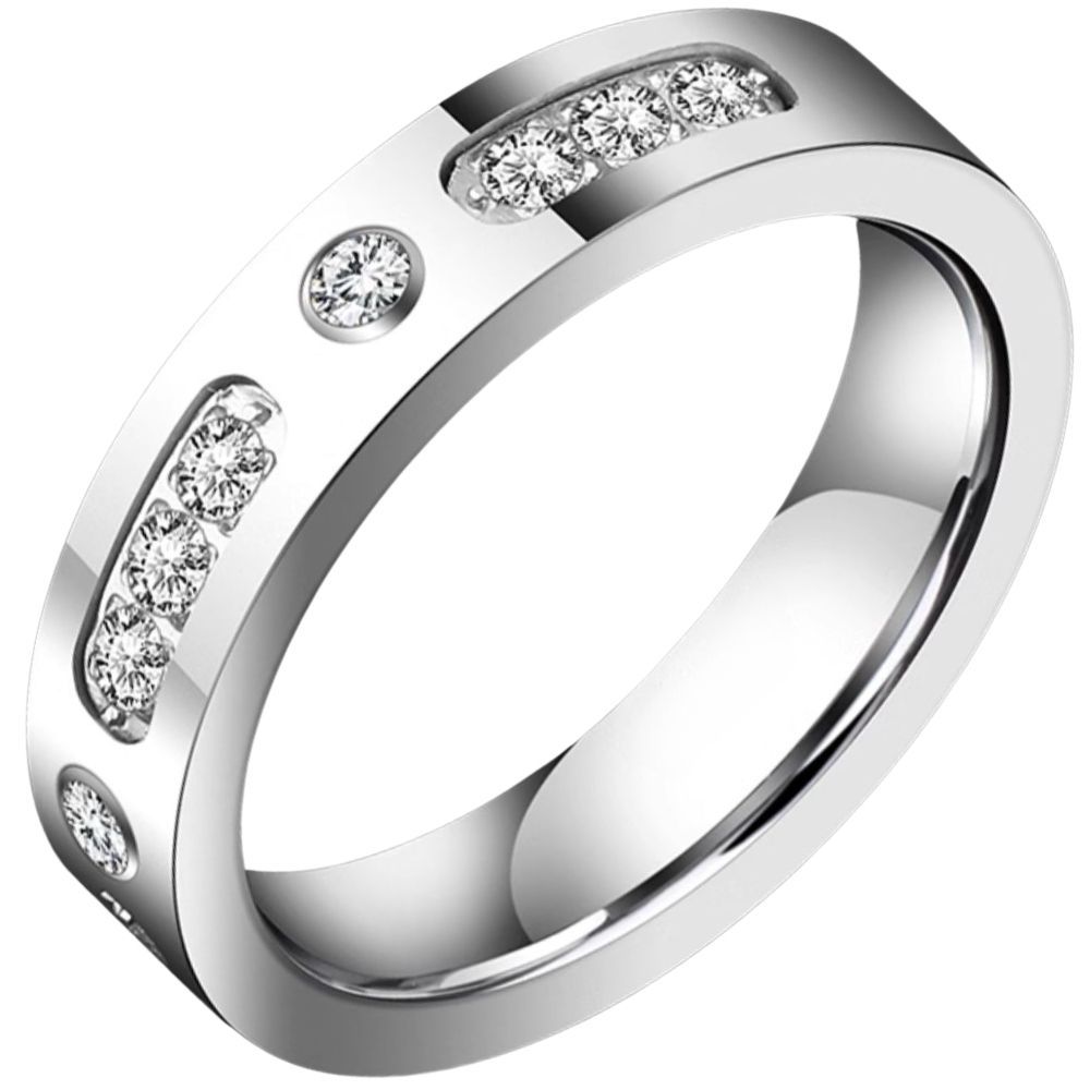 5mm Men's Tungsten Gold Ring Tungsten Steel Trend Moissanite Inlaid Diamond Ring Couple Ring Wedding Ring Niche Index Finger Ring Single Men's Ring