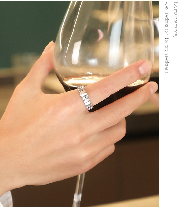 Men's Ice Tungsten Ring Trendy Couple Ring Moissanite High-end Personality Square Ring Female Light Luxury Niche Wedding Fashion Durable