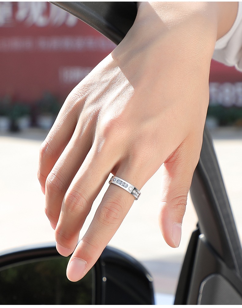 5mm Men's Tungsten Gold Ring Tungsten Steel Trend Moissanite Inlaid Diamond Ring Couple Ring Wedding Ring Niche Index Finger Ring Single Men's Ring