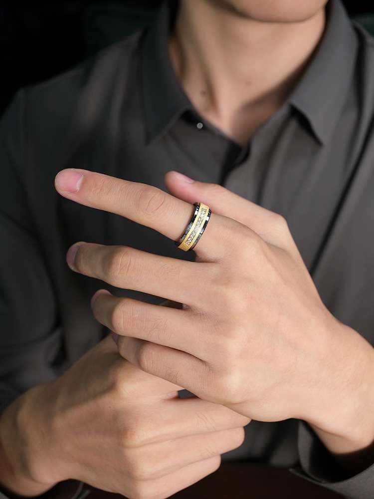 6mm Couple Rings for Men and Women, Frosted Diamond Tungsten Gold Frosted High-End Personality and Fashion Tungsten Gold Frosted Diamond Ring 857 Tungsten Alloy Wear-Resistant and Scratch-Resistant Handmade Inner Arc Comfortable to Wear