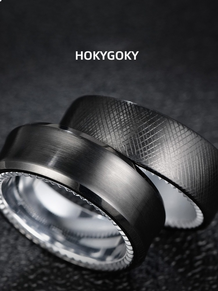 8mm Unisex Black Ring, Simple and High-End Plain Ring, Personalized Tungsten Ring, Dark Night Series Tungsten Men's Ring, Black Wear-Resistant and Scratch-Resistant, Electroplating Process, Highlighting the Masculine Perseverance