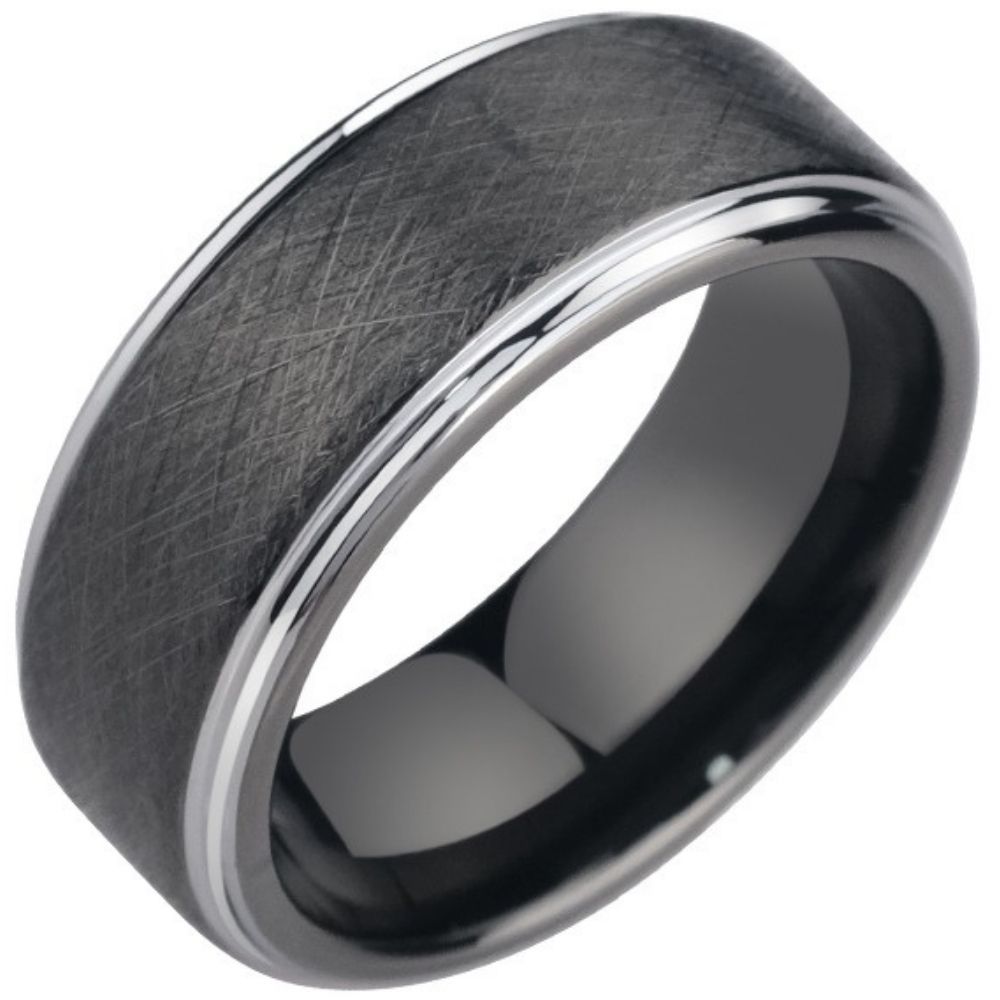 8mm Men's 857 Tungsten Gold Ring with Sanding Technology High-end Personality Index Finger Ring Cool Style Versatile Comfortable Rounded Corner Design Wear-resistant and Skin-friendly