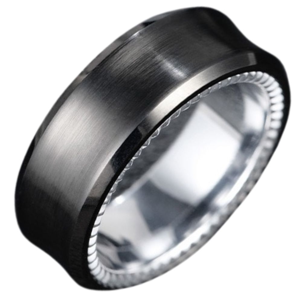 8mm Unisex Black Ring, Simple and High-End Plain Ring, Personalized Tungsten Ring, Dark Night Series Tungsten Men's Ring, Black Wear-Resistant and Scratch-Resistant, Electroplating Process, Highlighting the Masculine Perseverance