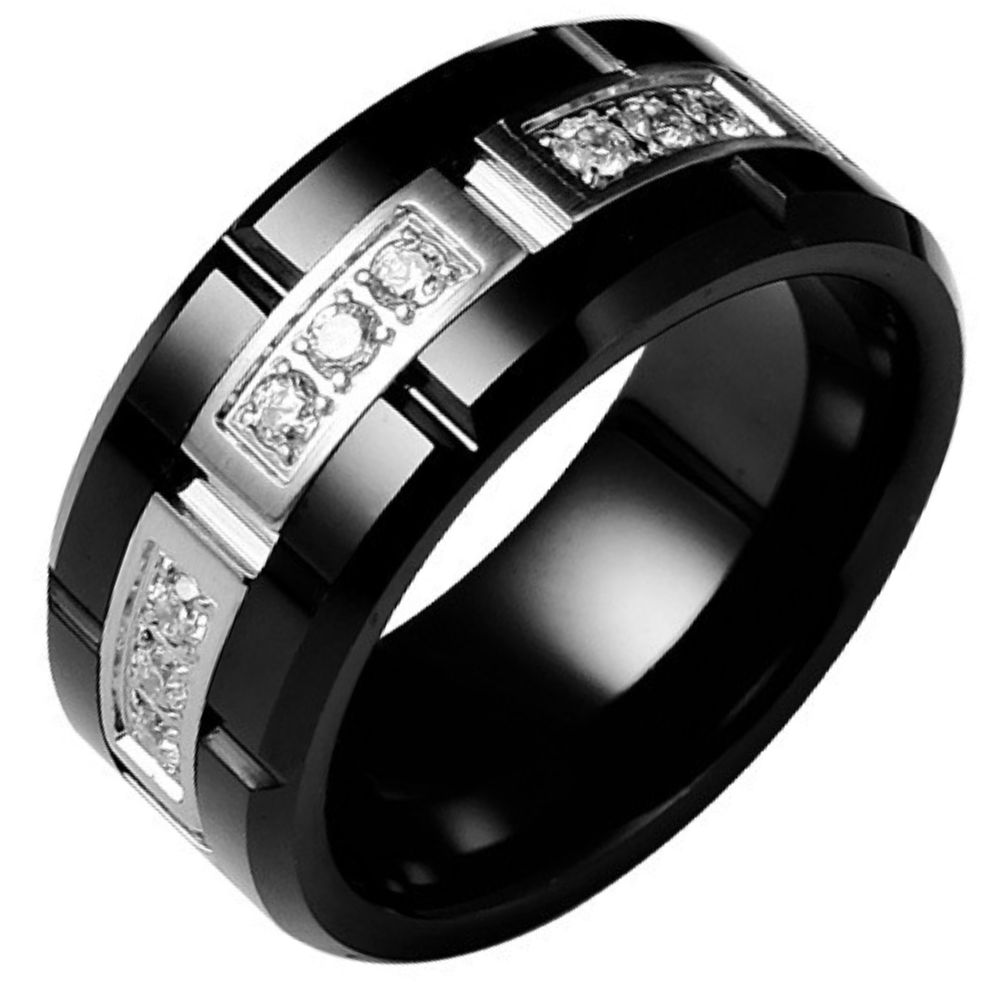 9mm Men's Ring Tungsten Gold Zircon Diamond Ring Trendy Personality High-End Fashion All-Match Black Ring 21 Finely Cut Zircon Claw Setting 857 Tungsten Gold Ergonomic Inner Arc Dragon Year of The Dragon