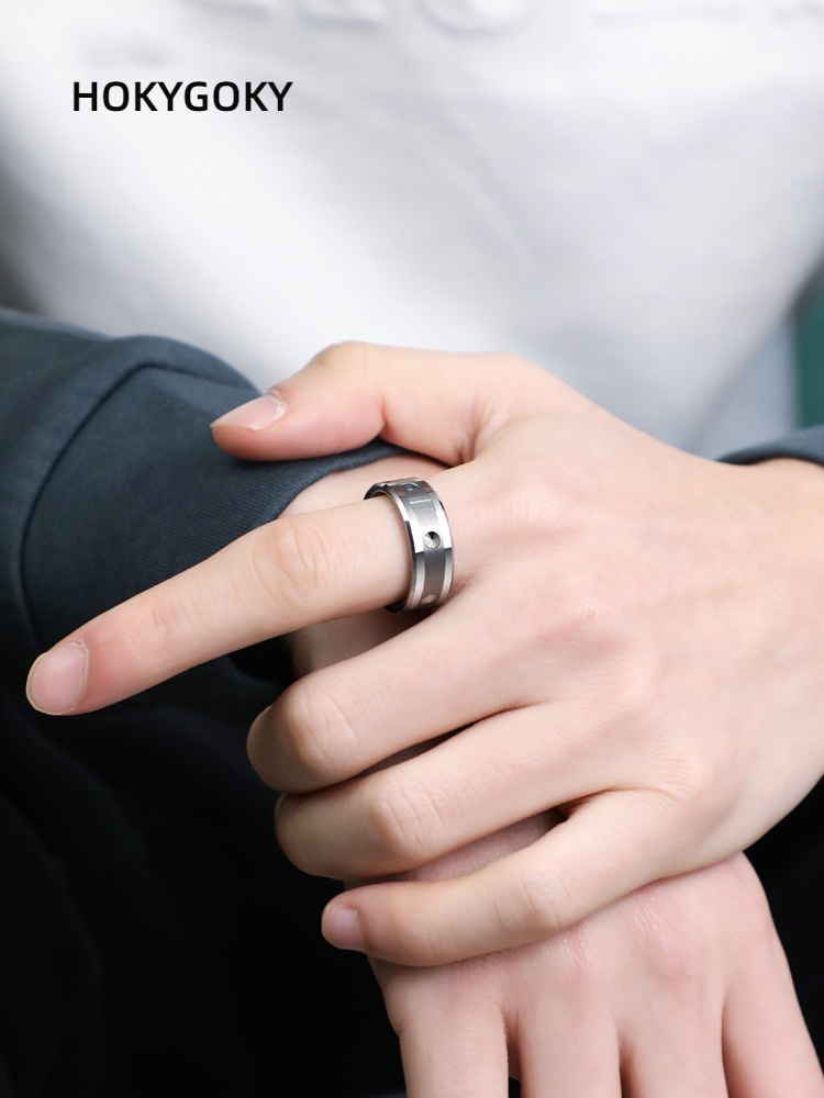 8mm Men's Tungsten Ring Rivet Trend Self-Defense Plain Ring Women's Tungsten Men's Ring Personalized Rivet Design Wear-Resistant and Scratch-Resistant Multiple Sizes Suitable (Single / Engagement / Wedding Ring / Pinky Ring)