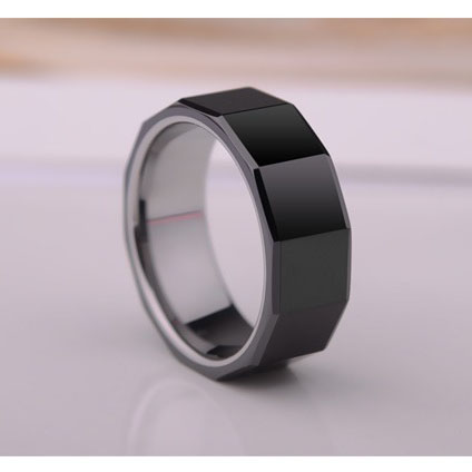 8mm Men's Black Tungsten Ring Tungsten Steel European and American Trendy Men's Fashion Accessories Index Finger Single Hard Wear-resistant Scratch-resistant No Fading