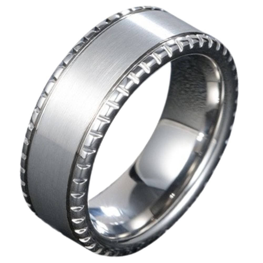 8mm Men's Tungsten Ring Simple And Versatile High-Grade Ring No-Fading Fashionable Plain Ring Tungsten Domineering Men's Ring 857 Tungsten Wear-Resistant and Scratch-Resistant Brushed Craftsmanship Ergonomic Inner Arc Calm Silver