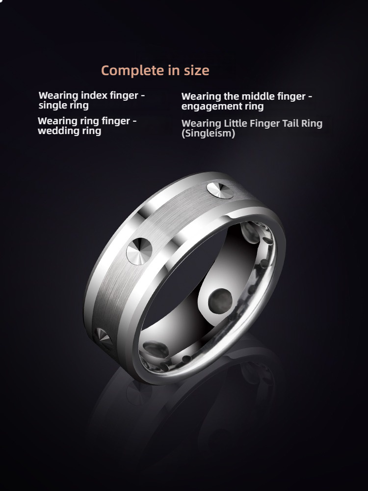 8mm Men's Tungsten Ring Rivet Trend Self-Defense Plain Ring Women's Tungsten Men's Ring Personalized Rivet Design Wear-Resistant and Scratch-Resistant Multiple Sizes Suitable (Single / Engagement / Wedding Ring / Pinky Ring)