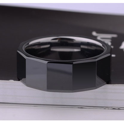 8mm Men's Black Tungsten Ring Tungsten Steel European and American Trendy Men's Fashion Accessories Index Finger Single Hard Wear-resistant Scratch-resistant No Fading