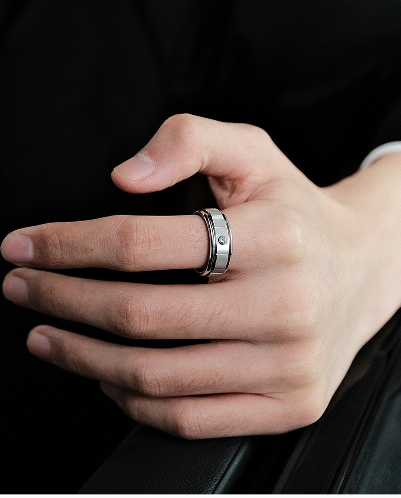 8mm Men's 857 Tungsten Ring High-Grade Silver Deep Inlay Craftsmanship Shining Zircon Diamond Ring Simple And Fashionable Versatile Personality Ring Wear-Resistant And Non-Fading