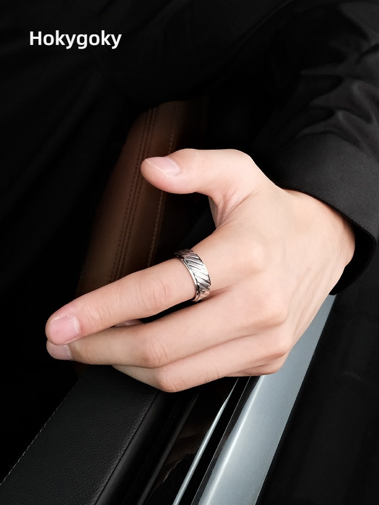 8mm Men's Tungsten Ring Trendy Silver Versatile Simple Plain Ring Index Finger Single Ring Fashionable Personality Stylish Durable Daily Wear