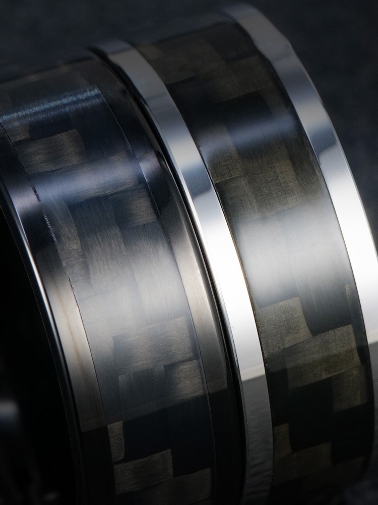 8mm Unisex Ring Carbon Fiber Couple Ring Tungsten Gold Black Simple High-End Fashion Ring Carbon Fiber Tungsten Gold Men's Ring 857 Tungsten Gold High Hardness Wear-Resistant Ergonomic Comfortable