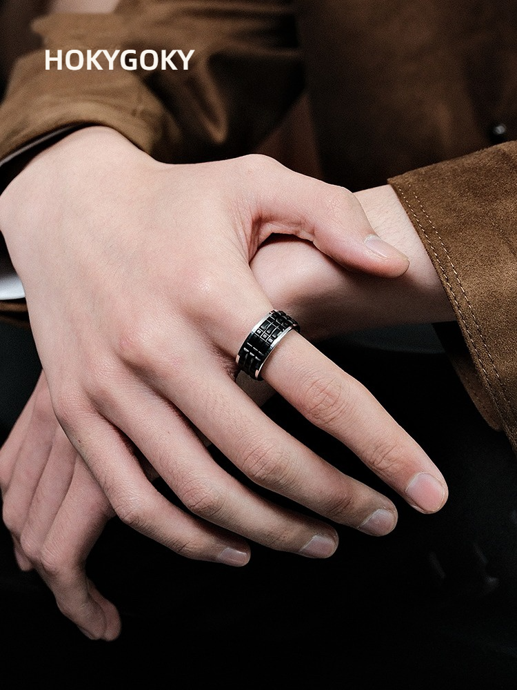 8mm Tungsten Ring for Men, Black, High-End Personality, Versatile Fashion Ring, Tungsten Ceramic Men's Ring, Checkerboard Design, 857 Tungsten, Wear-Resistant and Scratch-Resistant, Ergonomic and Comfortable, Supports Private Customization