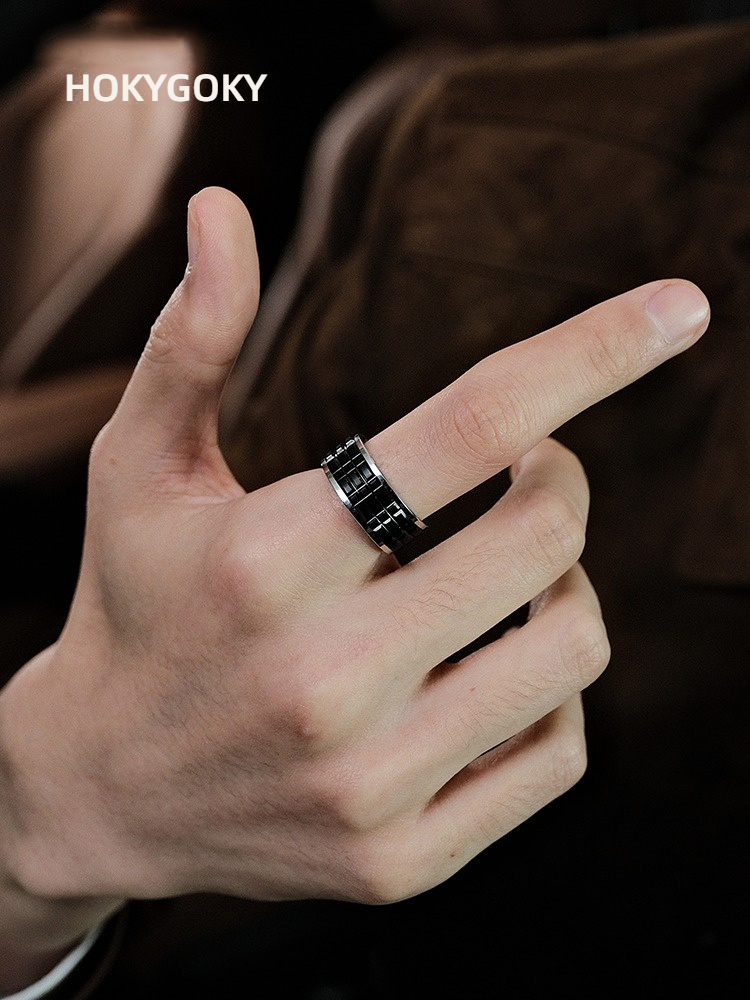 8mm Tungsten Ring for Men, Black, High-End Personality, Versatile Fashion Ring, Tungsten Ceramic Men's Ring, Checkerboard Design, 857 Tungsten, Wear-Resistant and Scratch-Resistant, Ergonomic and Comfortable, Supports Private Customization