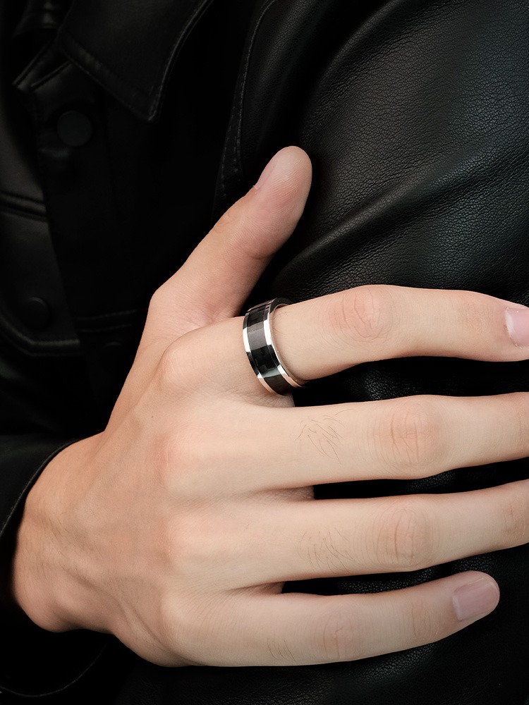 8mm Unisex Ring Carbon Fiber Couple Ring Tungsten Gold Black Simple High-End Fashion Ring Carbon Fiber Tungsten Gold Men's Ring 857 Tungsten Gold High Hardness Wear-Resistant Ergonomic Comfortable