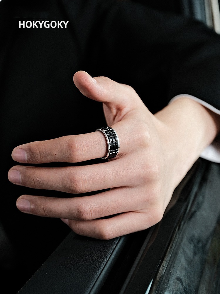 8mm Tungsten Ring for Men, Black, High-End Personality, Versatile Fashion Ring, Tungsten Ceramic Men's Ring, Checkerboard Design, 857 Tungsten, Wear-Resistant and Scratch-Resistant, Ergonomic and Comfortable, Supports Private Customization