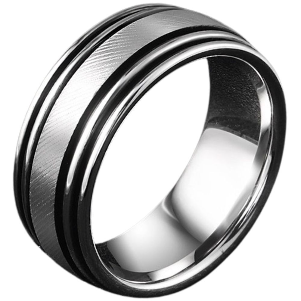 9mm Men's 857 Tungsten Gold Contrast Ring High-end Trendy Personality Index Finger Single Simple Wear-resistant Wide Version Plain Ring Jewelry Inner Arc Comfortable
