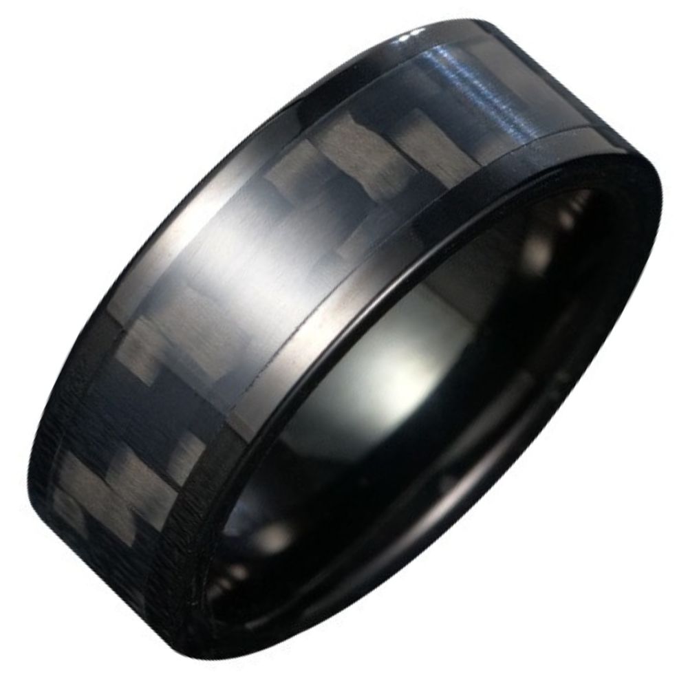 8mm Unisex Ring Carbon Fiber Couple Ring Tungsten Gold Black Simple High-End Fashion Ring Carbon Fiber Tungsten Gold Men's Ring 857 Tungsten Gold High Hardness Wear-Resistant Ergonomic Comfortable