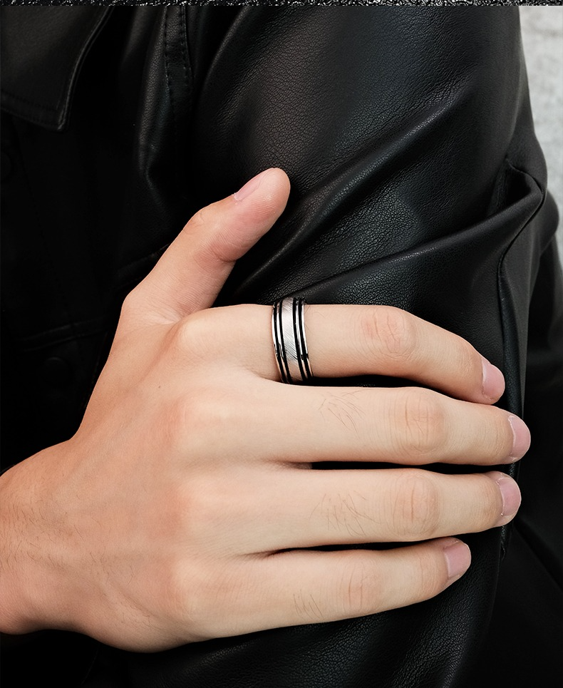 9mm Men's 857 Tungsten Gold Contrast Ring High-end Trendy Personality Index Finger Single Simple Wear-resistant Wide Version Plain Ring Jewelry Inner Arc Comfortable