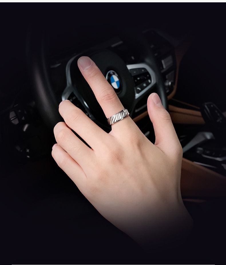 8mm Men's Tungsten Ring Trendy Silver Versatile Simple Plain Ring Index Finger Single Ring Fashionable Personality Stylish Durable Daily Wear