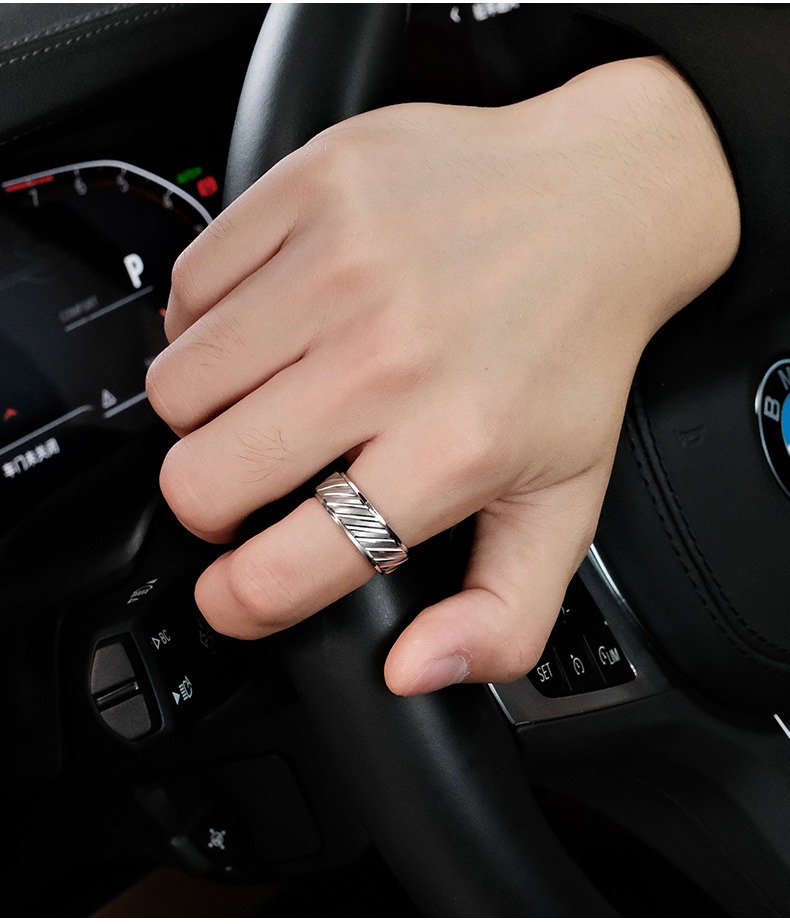 8mm Men's Tungsten Ring Trendy Silver Versatile Simple Plain Ring Index Finger Single Ring Fashionable Personality Stylish Durable Daily Wear