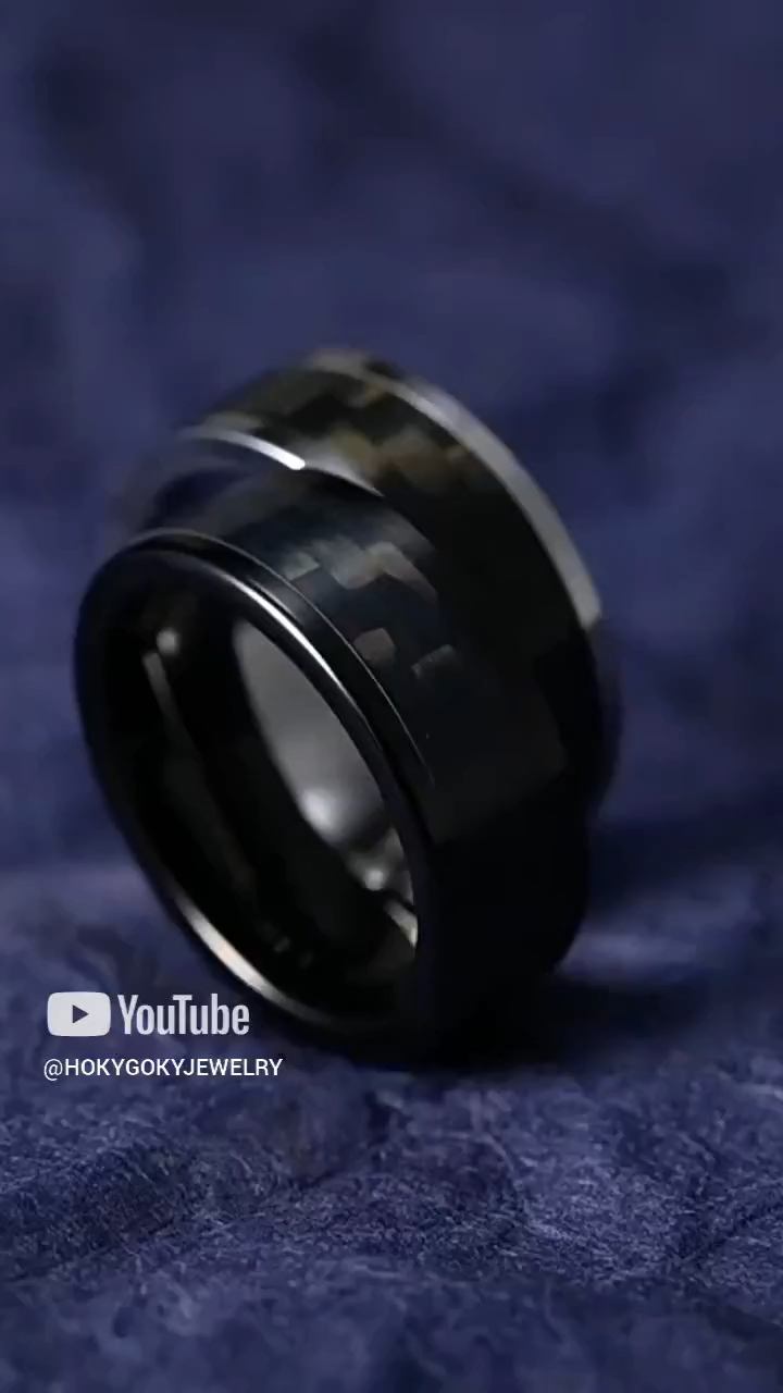 8mm Unisex Ring Carbon Fiber Couple Ring Tungsten Gold Black Simple High-End Fashion Ring Carbon Fiber Tungsten Gold Men's Ring 857 Tungsten Gold High Hardness Wear-Resistant Ergonomic Comfortable