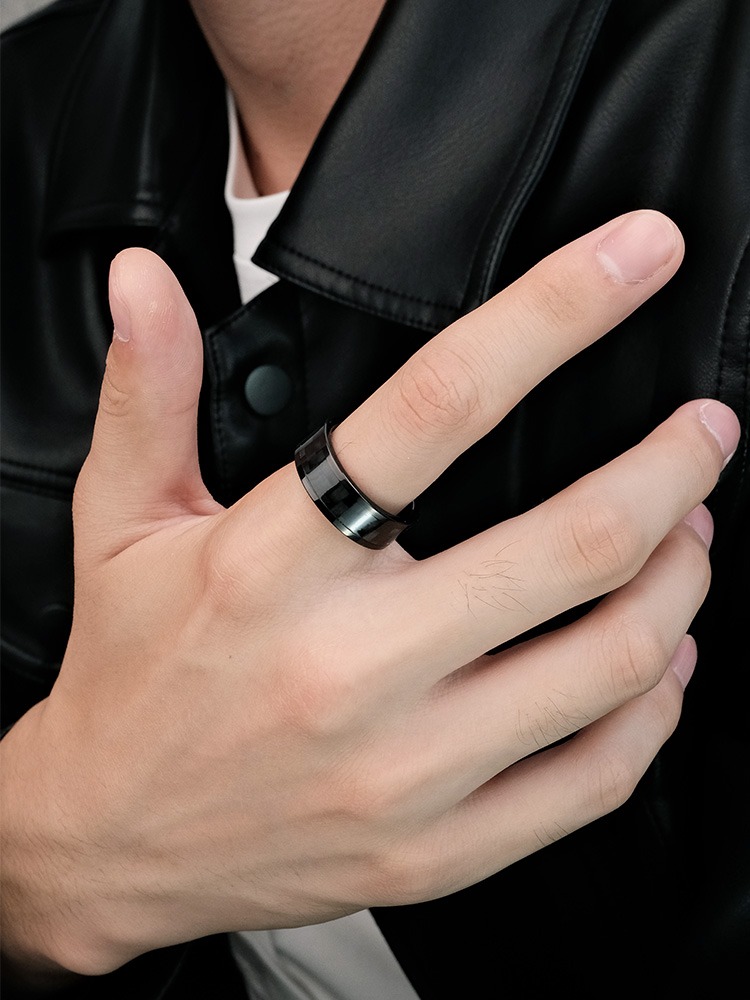 8mm Unisex Ring Carbon Fiber Couple Ring Tungsten Gold Black Simple High-End Fashion Ring Carbon Fiber Tungsten Gold Men's Ring 857 Tungsten Gold High Hardness Wear-Resistant Ergonomic Comfortable