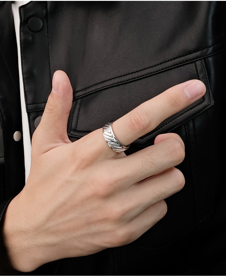 8mm Men's Tungsten Ring Trendy Silver Versatile Simple Plain Ring Index Finger Single Ring Fashionable Personality Stylish Durable Daily Wear