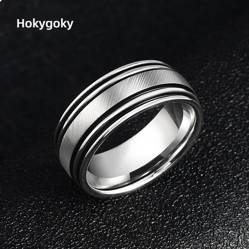 9mm Men's 857 Tungsten Gold Contrast Ring High-end Trendy Personality Index Finger Single Simple Wear-resistant Wide Version Plain Ring Jewelry Inner Arc Comfortable