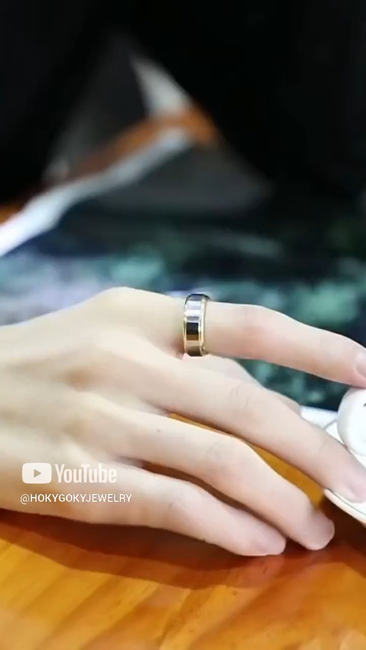 Men's Personality Fashion Wide Version Tungsten Steel Ring Hip-Hop Jewelry 